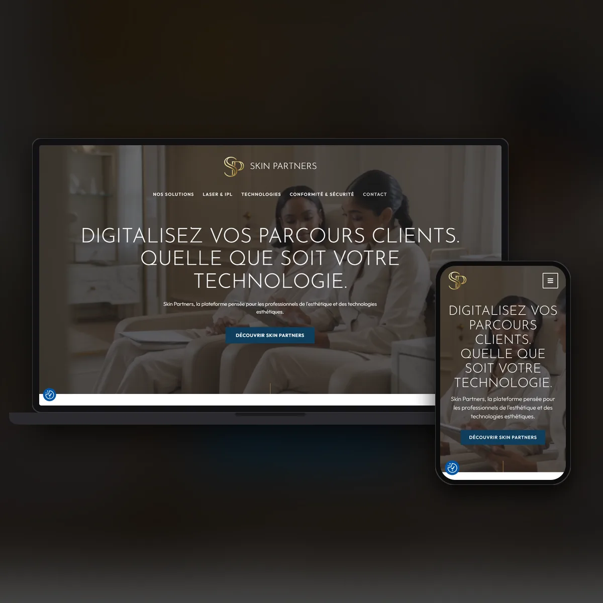 Le site de Skin Partners sur ordinateur et sur mobile