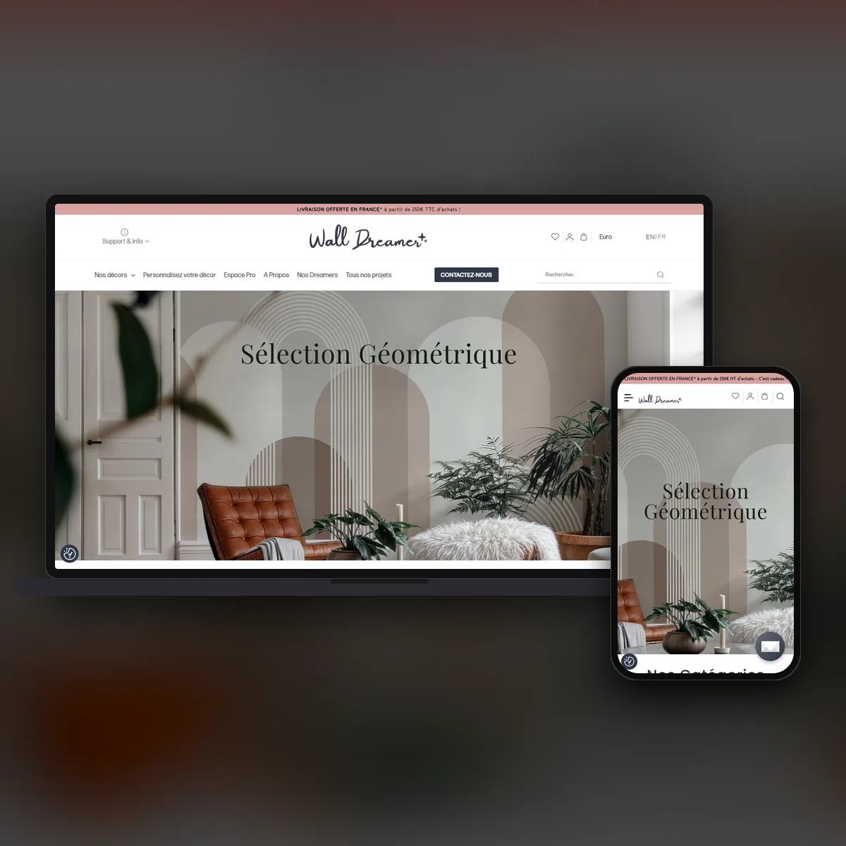 Le site de Walldreamer sur ordinateur et sur mobile